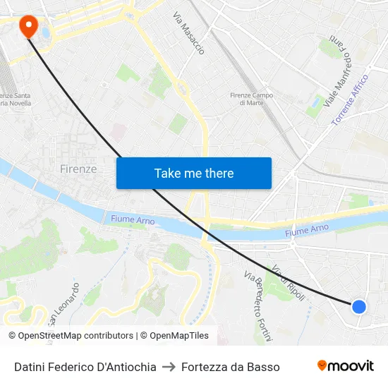 Datini Federico D'Antiochia to Fortress da Basso map