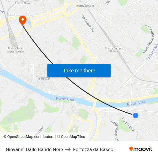 Giovanni Dalle Bande Nere to Fortezza da Basso map