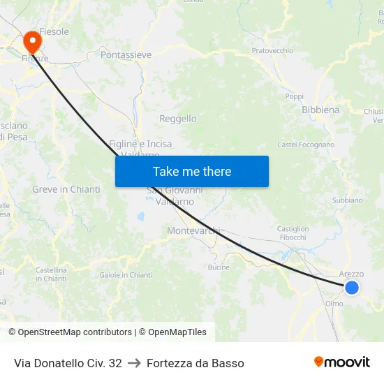 Via Donatello Civ. 32 to Fortezza da Basso map