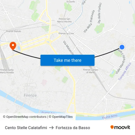 Cento Stelle Calatafimi to Fortezza da Basso map