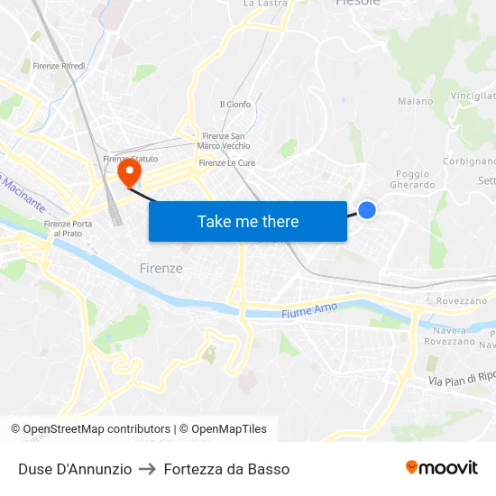 Duse D'Annunzio to Fortezza da Basso map