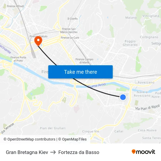 Gran Bretagna Kiev to Fortezza da Basso map