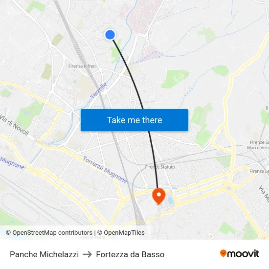 Panche Michelazzi to Fortezza da Basso map