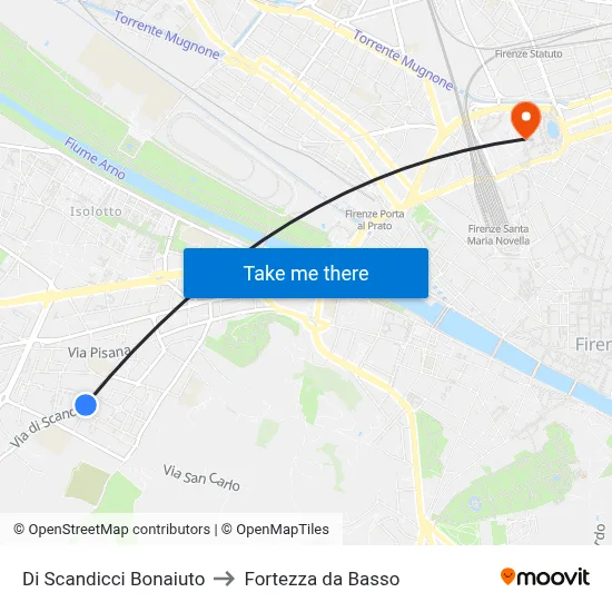 Di Scandicci Bonaiuto to Fortezza da Basso map