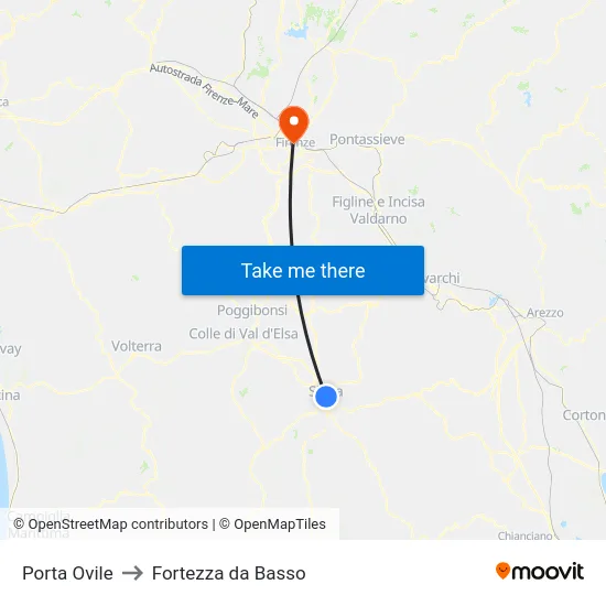 Porta Ovile to Fortezza da Basso map