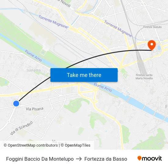 Foggini Baccio Da Montelupo to Fortezza da Basso map