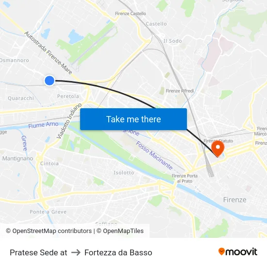 Pratese Sede at to Fortezza da Basso map