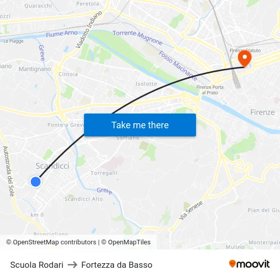Scuola Rodari to Fortezza da Basso map