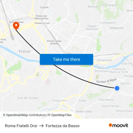 Roma Fratelli Orsi to Fortezza da Basso map