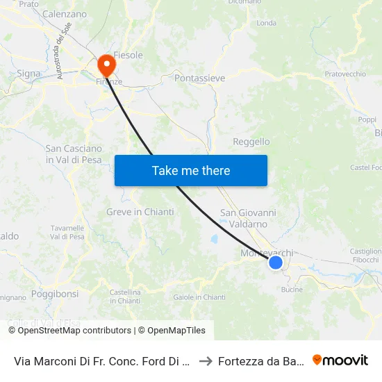 Marconi Street Opposite Ford Di Mella to Fortress da Basso map