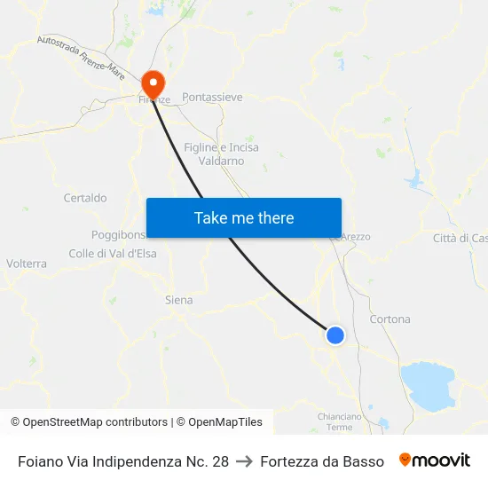 Foiano Via Indipendenza Nc. 28 to Fortezza da Basso map