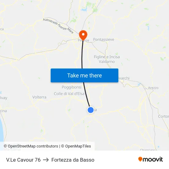 V.Le Cavour 76 to Fortezza da Basso map