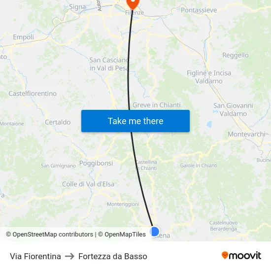 Via Fiorentina to Fortezza da Basso map