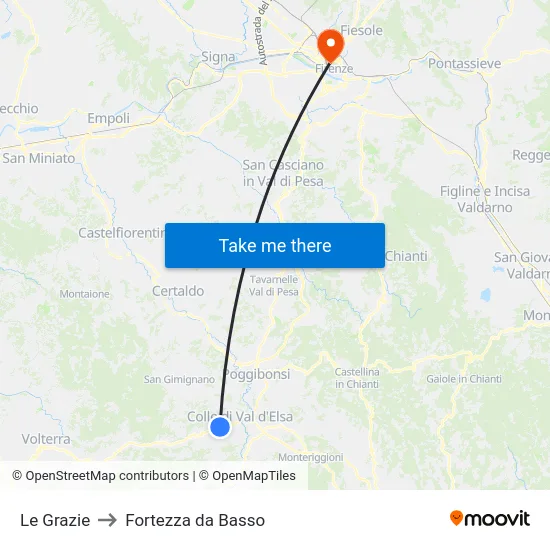Le Grazie to Fortezza da Basso map