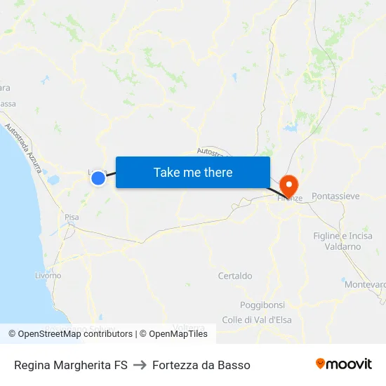Regina Margherita FS to Fortezza da Basso map