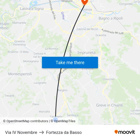 Via IV Novembre to Fortezza da Basso map