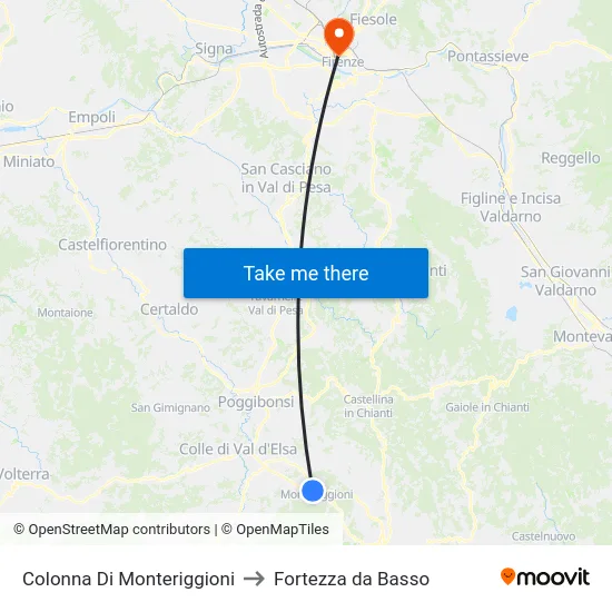 Colonna Di Monteriggioni to Fortezza da Basso map
