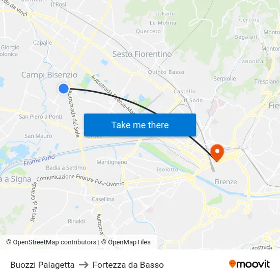 Buozzi Palagetta to Fortezza da Basso map