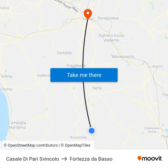 Casale Di Pari Svincolo to Fortezza da Basso map