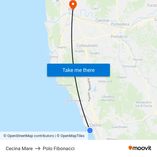 Cecina Mare to Polo Fibonacci map