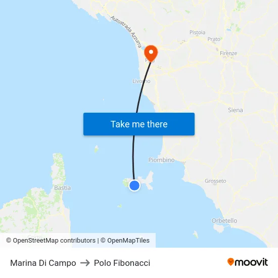 Marina Di Campo to Polo Fibonacci map