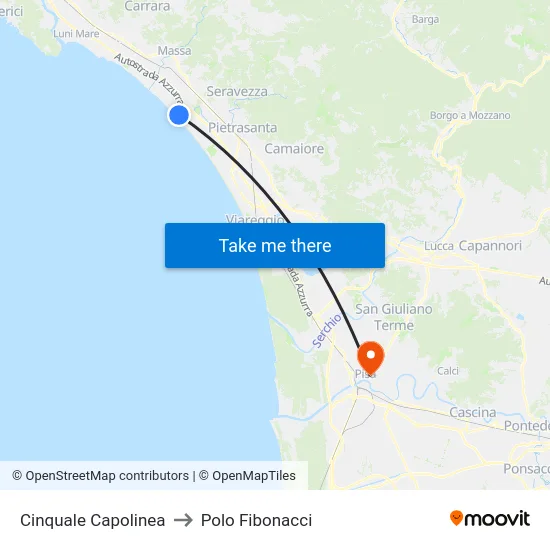 Cinquale Capolinea to Polo Fibonacci map