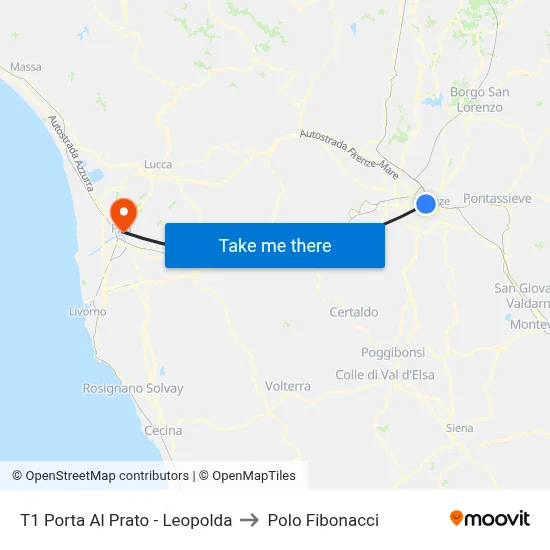 T1 Porta Al Prato - Leopolda to Fibonacci Pole map