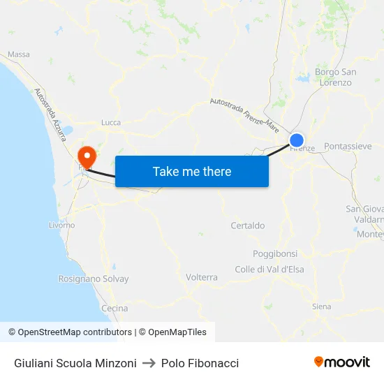 Giuliani Minzoni School to Fibonacci Pole map