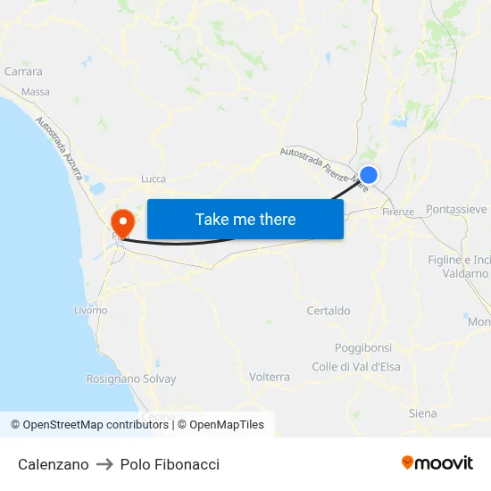 Calenzano to Fibonacci Pole map