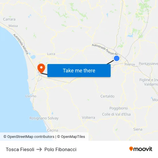 Tosca Fiesoli to Polo Fibonacci map
