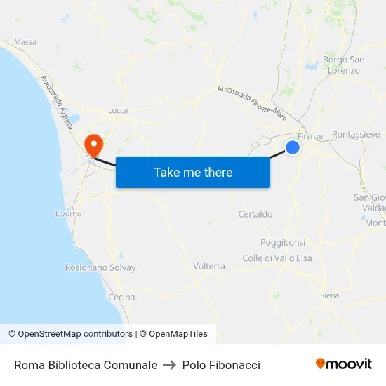Rome Municipal Library to Fibonacci Pole map