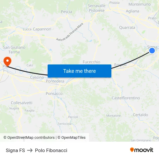 Signa Station to Fibonacci Pole map
