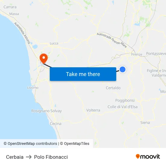 Cerbaia to Polo Fibonacci map