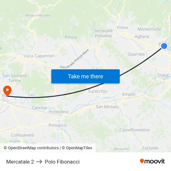 Mercatale 2 to Fibonacci Pole map