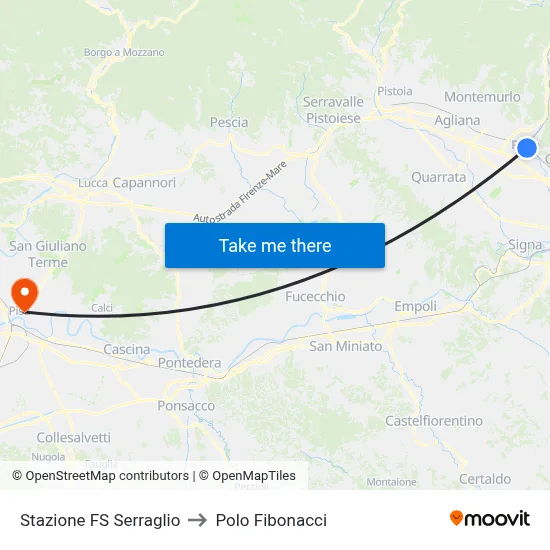 Serraglio to Fibonacci Pole map