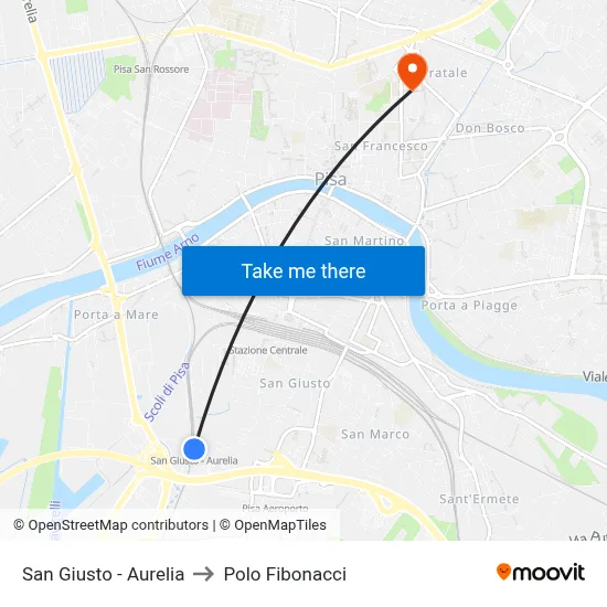 San Giusto - Aurelia to Polo Fibonacci map