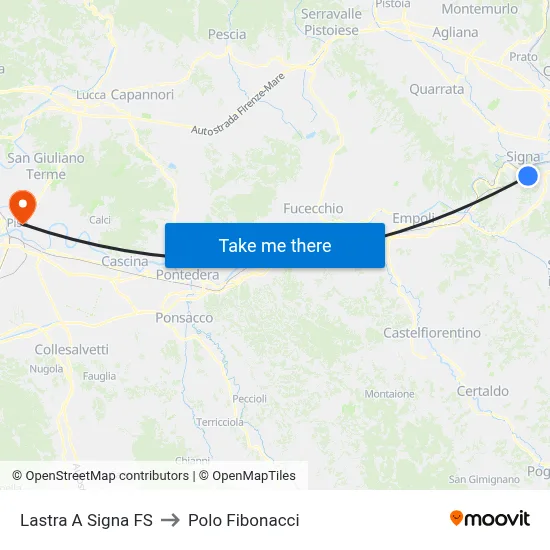 Lastra A Signa Station to Fibonacci Pole map