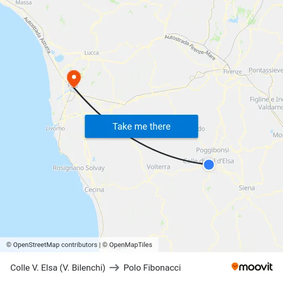 Colle V. Elsa (V. Bilenchi) to Polo Fibonacci map