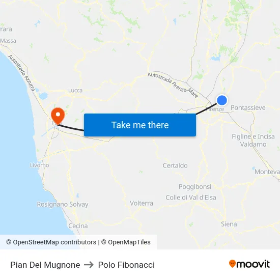 Pian Del Mugnone to Fibonacci Pole map