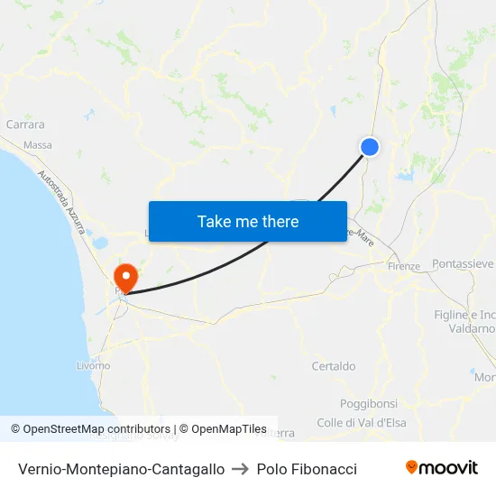 Vernio-Montepiano-Cantagallo to Fibonacci Pole map