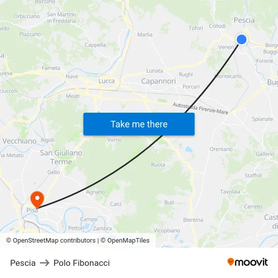 Pescia to Polo Fibonacci map