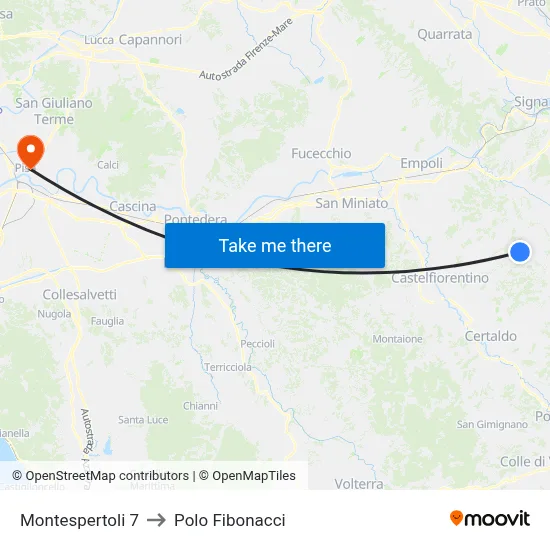 Montespertoli 7 to Fibonacci Pole map