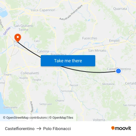 Castelfiorentino to Polo Fibonacci map