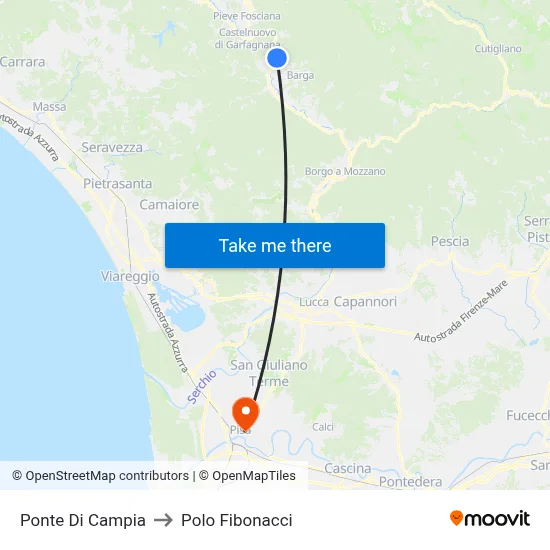 Ponte Di Campia to Fibonacci Pole map