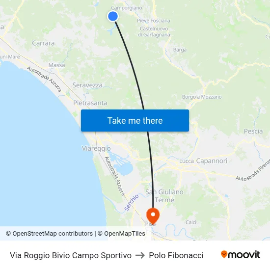 Via Roggio Sports Field Junction to Fibonacci Pole map