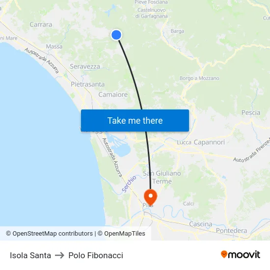 Isola Santa to Polo Fibonacci map