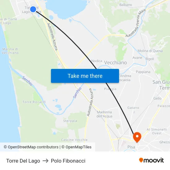Torre Del Lago to Polo Fibonacci map