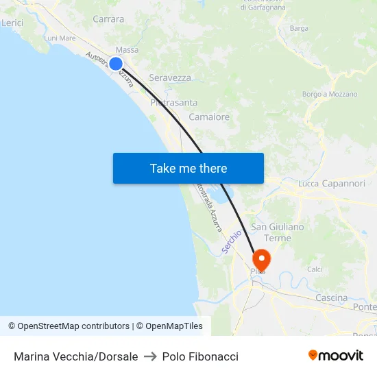Marina Vecchia/Dorsale to Fibonacci Pole map