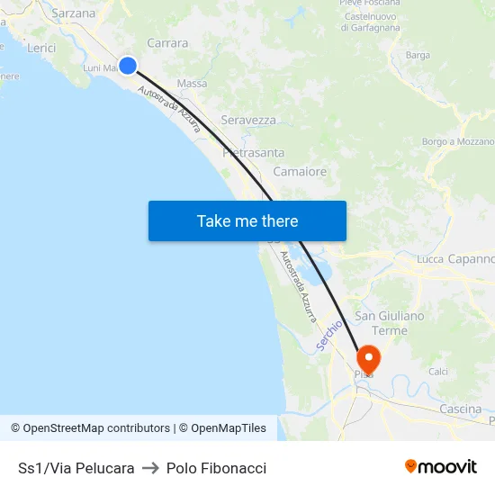 SS1/Pelucara Street to Fibonacci Pole map