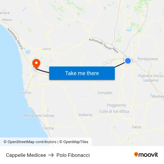 Medici Chapels to Fibonacci Pole map